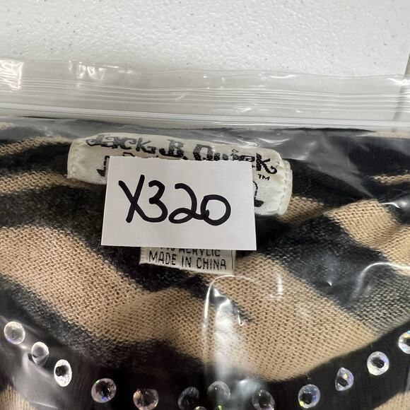 Vintage XL Cardigan Sequin Poppy Flowers Zebra Print Button Jack B. Quick Classy - Picture 16 of 16